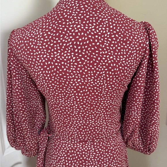 NWT Lucy Paris Anthropologie V Neck Puff Sleeve Tea Length Wrap Dress Size XS - Picture 8 of 10